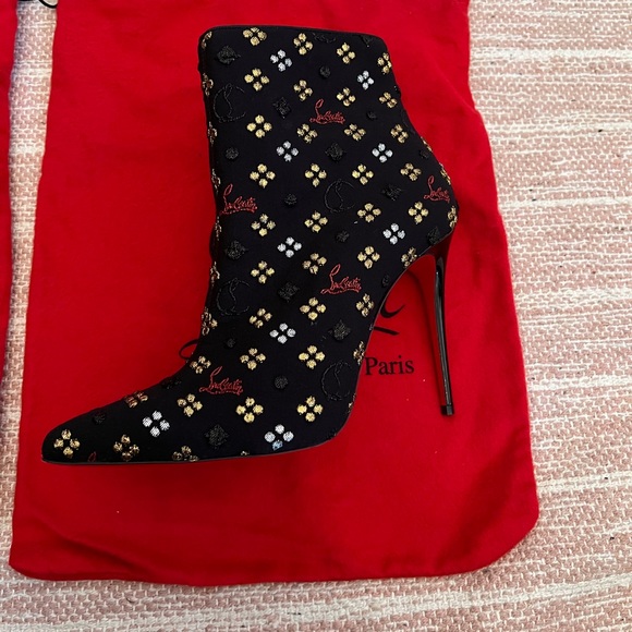 Black/Red/Gold So Kate 100Heels Jacq Loubi In The Sky Limited Edition Booties - Picture 2 of 8
